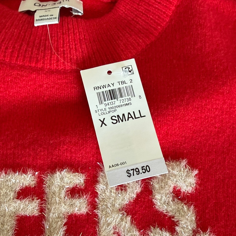 Red 'Cheers, Darling' Sweater BNWT, XS - Picture 2 of 2